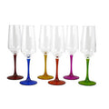Flute Glass with Multicolor Stem Set, 6 Piece K937