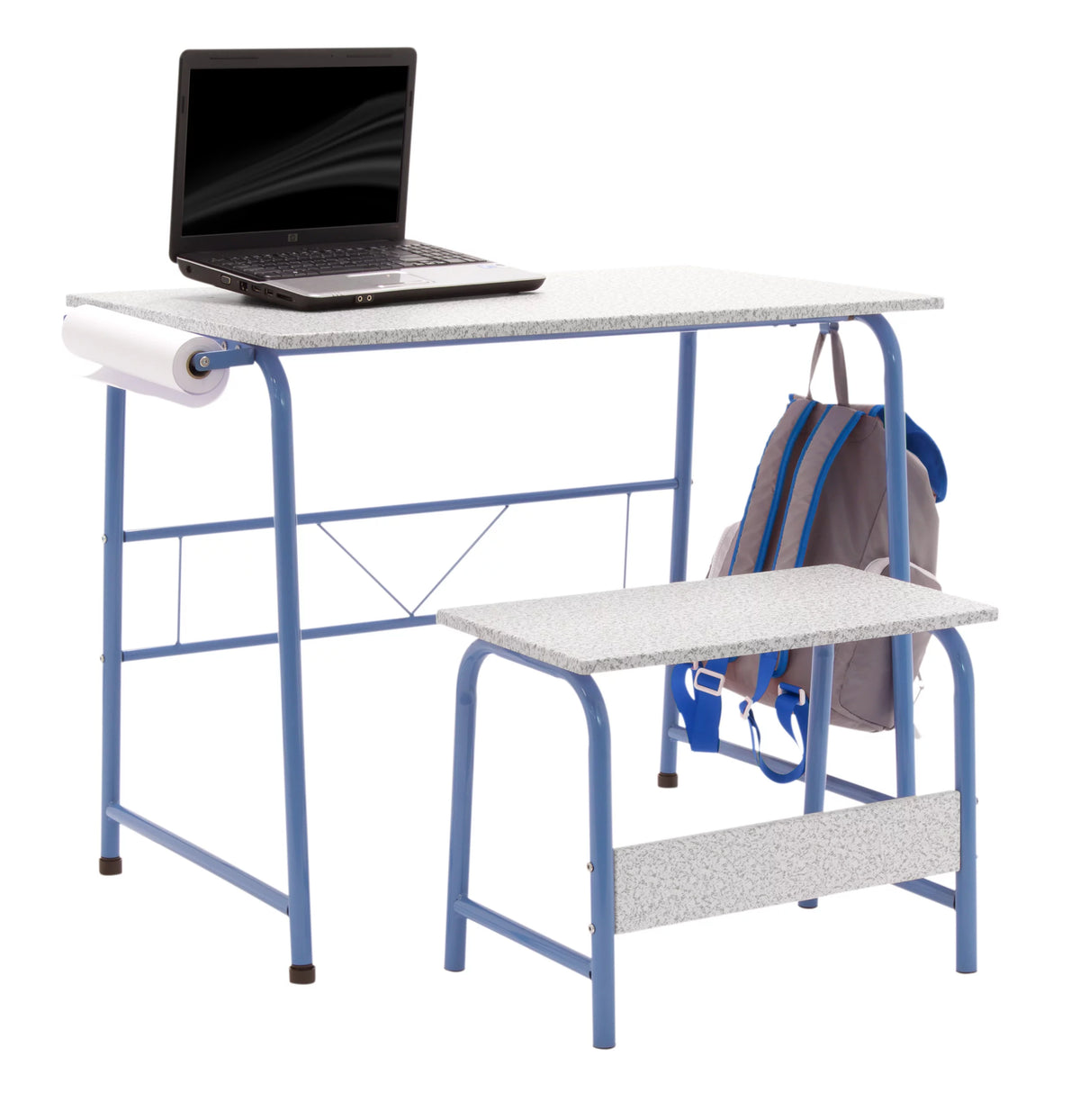 Blue Metal Art Desk and Bench Z37862