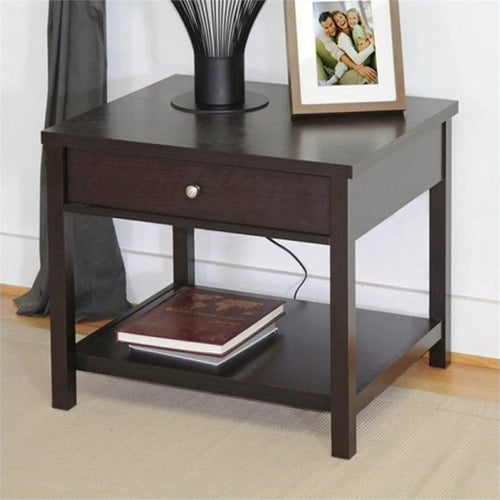 1 Drawer Wood End Table with Bottom Shelf Y283