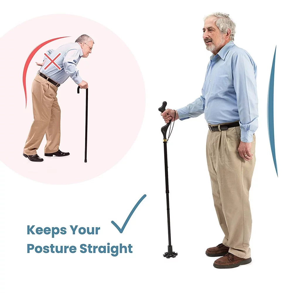 10 Adjustable Heights Self Standing Folding Walking Cane P294