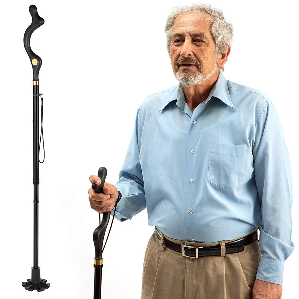 10 Adjustable Heights Self Standing Folding Walking Cane P294